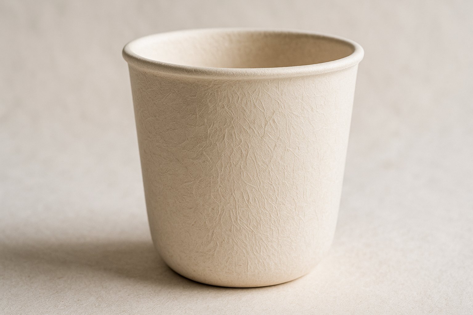 Artistic white bagasse coffee cup without handle