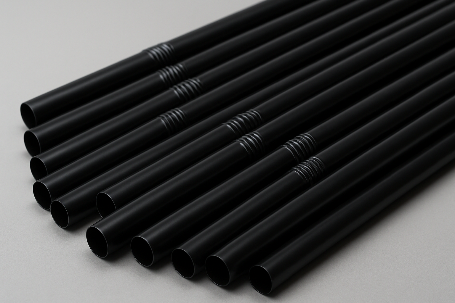 Black plastic straws