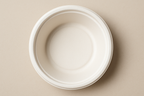 deep dish, round, white, bagasse, seen from top
